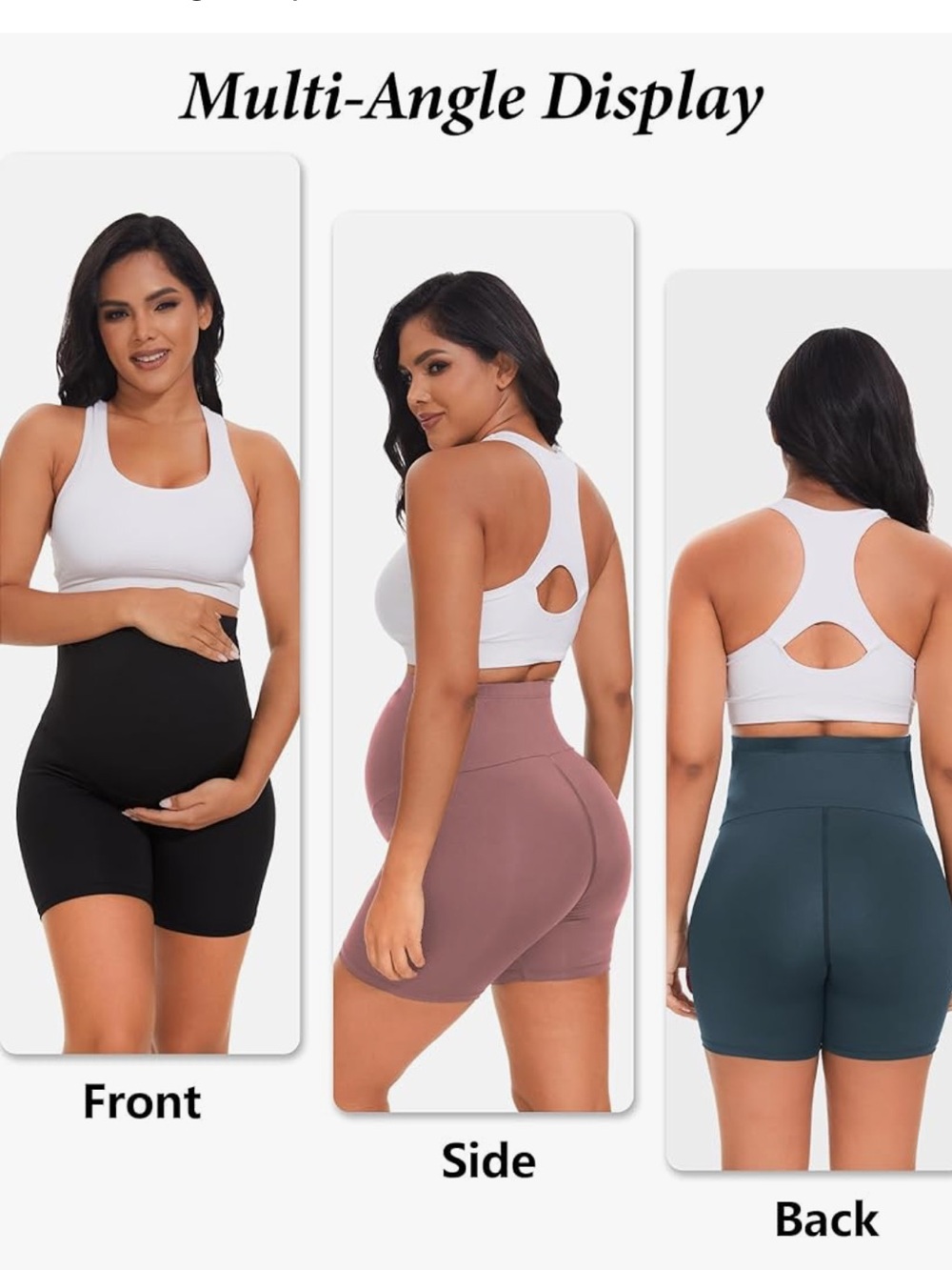 Maternity Over The Belly Yoga Biker Shorts - 3 PACK, XL